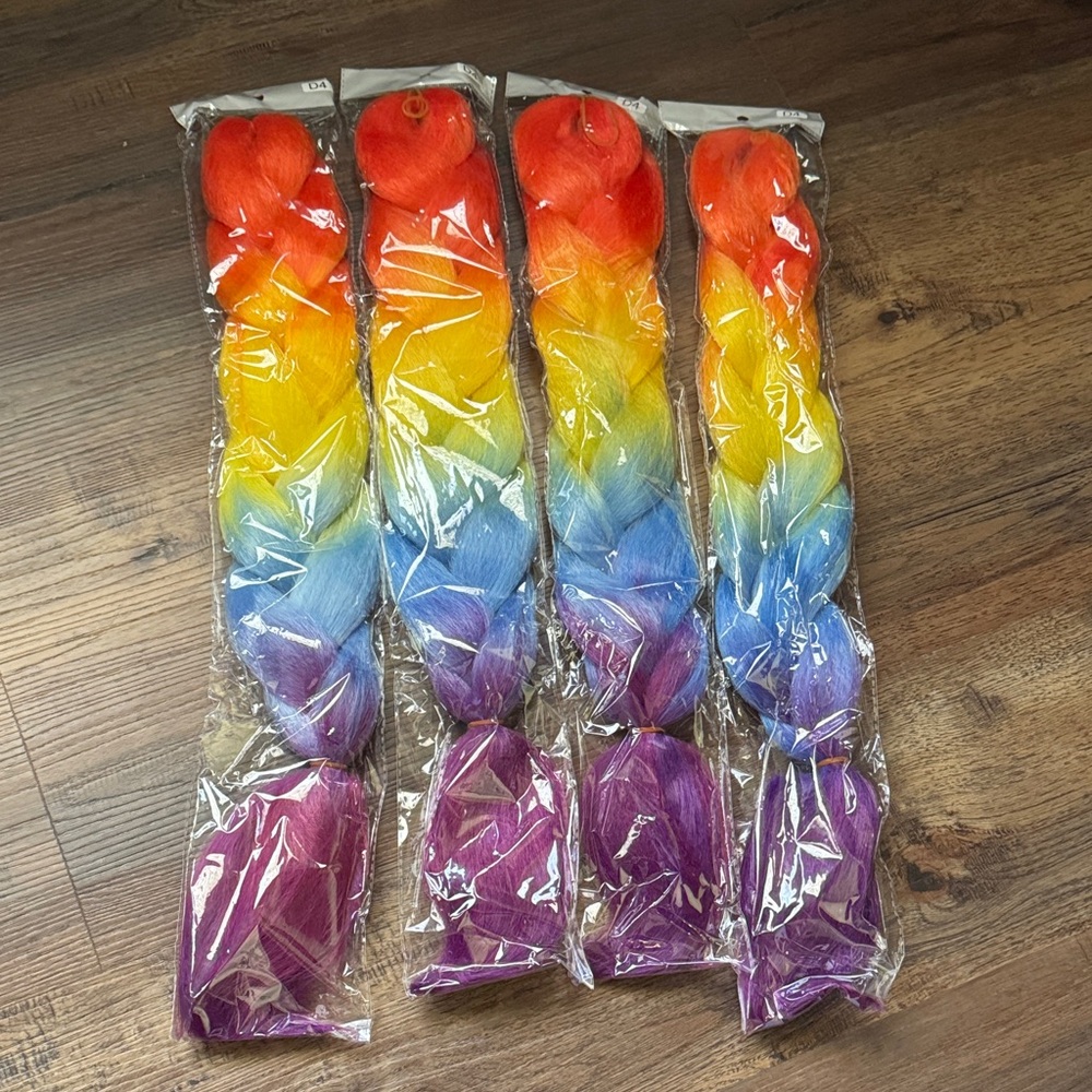 Rainbow Braided Hair Extensions
